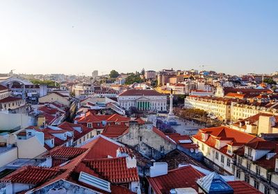 High angle view of townscape against sky