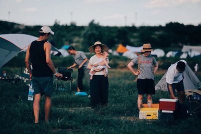 Group of people on field