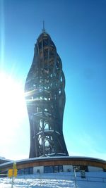 Low angle view of built structure against blue sky