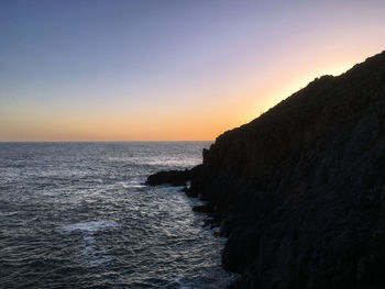 Scenic view of sea against sky at sunset