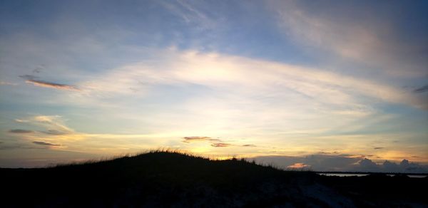 Scenic view of silhouette landscape against sky during sunset