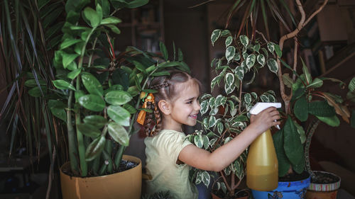 Full length of cute baby potted plant