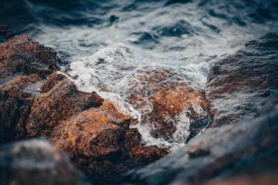 Close-up of rocks on shore