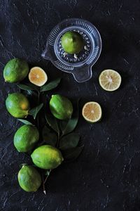 High angle view of fruits on table