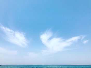 Scenic view of sea against blue sky