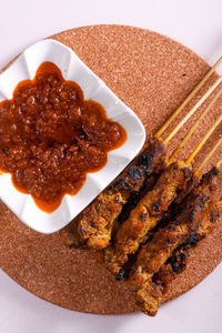 High angle view of food in plate