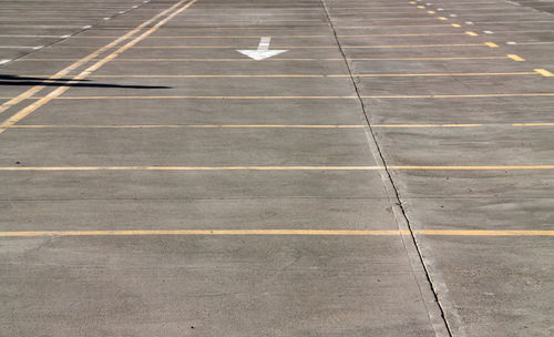 High angle view of airplane on airport runway