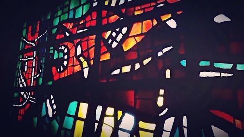 Low angle view of illuminated building