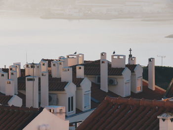 High angle view of buildings in city