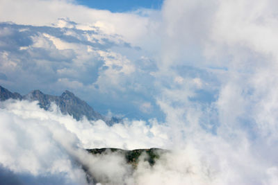 Mountain landscape and beautiful view in georgia, above the clouds , alpine zone