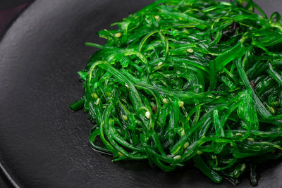 High angle view of vegetables in plate