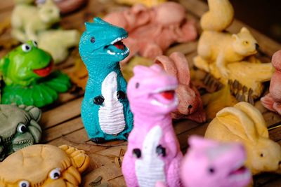 Close-up of toys for sale in market