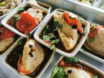 High angle view of seafood in plate