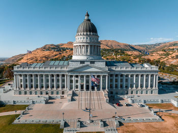 Aerial panoramic view of the salt lake city capitol building