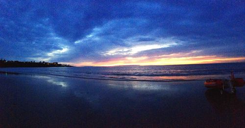 Scenic view of sea against sky at sunset