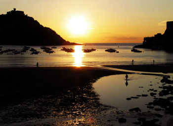 Scenic view of sea at sunset