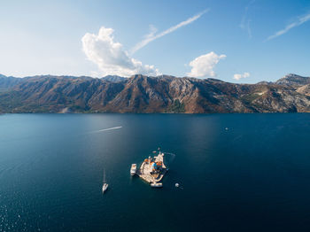 High angle view of sea against sky