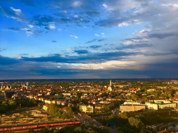 High angle view of townscape against sky