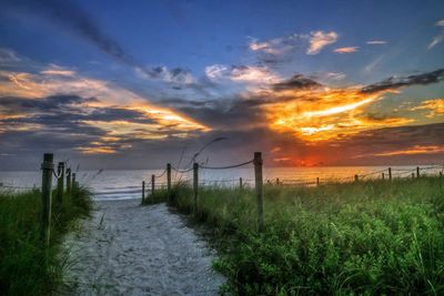 Scenic view of field against sky during sunset