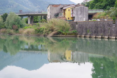 Reflection of building on lake