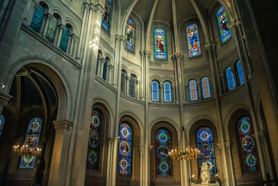 Low angle view of ornate window in building