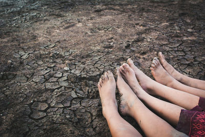 Low section of friends on ground