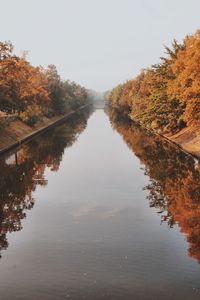 Reflection of trees in lake against sky during autumn