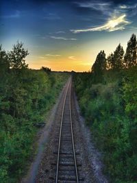 Railroad track at sunset