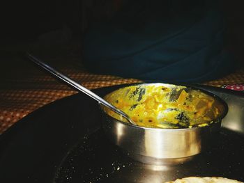 Close-up of breakfast on table