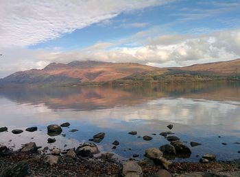 Scenic view of lake against sky