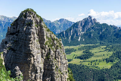 Panoramic view of landscape and mountains against sky