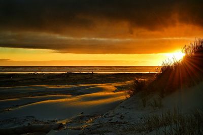 Scenic view of sea at sunset