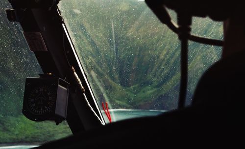 Close-up of wet car window