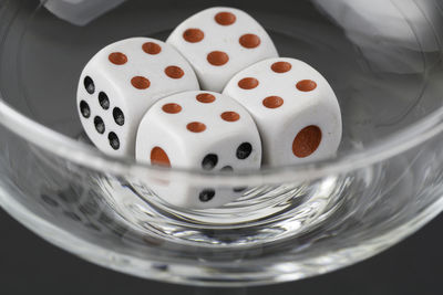 High angle view of dessert on table