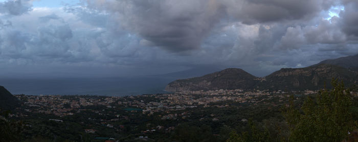 Panoramic view of townscape against sky