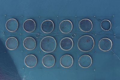 Salmon fish farm in ocean water at streymoy island