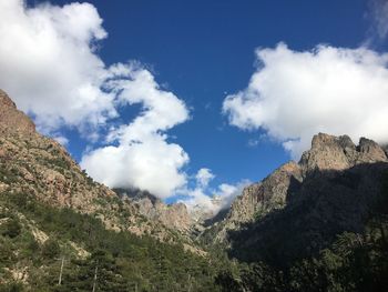 Low angle view of mountains against sky