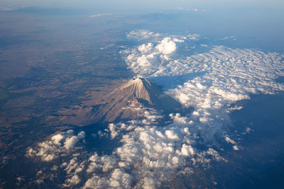 High angle view of volcanic mountain