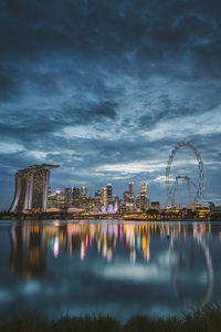 Reflection of buildings in city