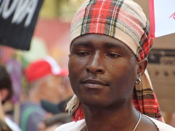 Close-up portrait of man looking away