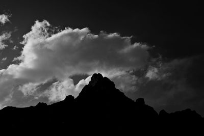 Scenic view of mountains against cloudy sky