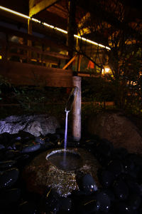 Blurred motion of water flowing in the dark