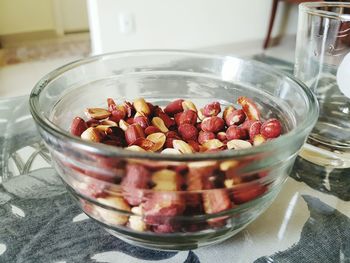 Close-up of fruits in bowl on table