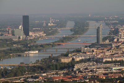 High angle view of buildings in city