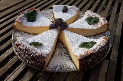 High angle view of cake on table