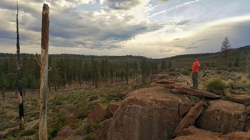 Scenic view of field against cloudy sky