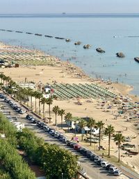 High angle view of beach full of people
