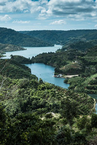 High angle view of river against sky