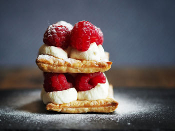 Close-up of dessert on table