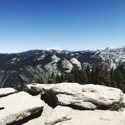 Scenic view of mountains against clear sky